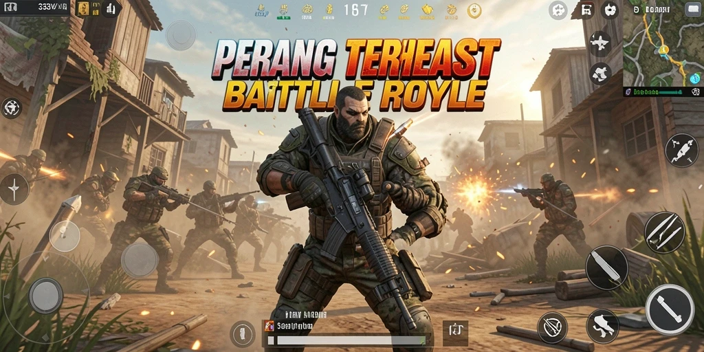 Tampilan gameplay seru di 333V saat bertempur di arena.