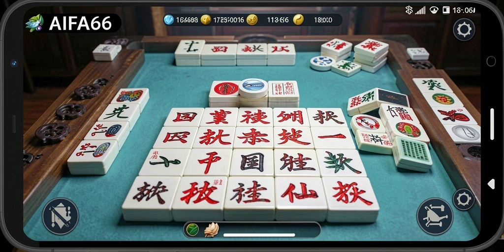 Tangkapan layar AIFA66 dengan gameplay Mahjong yang menarik.