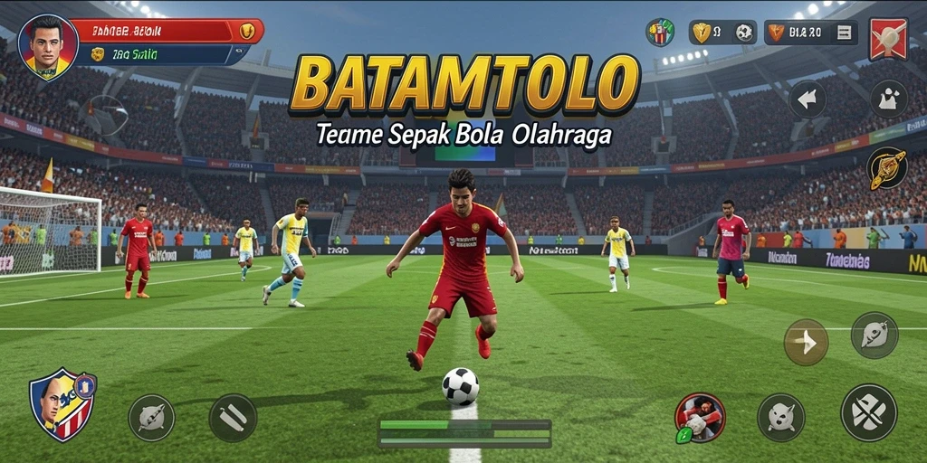 Tangkapan layar gameplay BATAMTOTO saat pertandingan sepak bola yang intens.