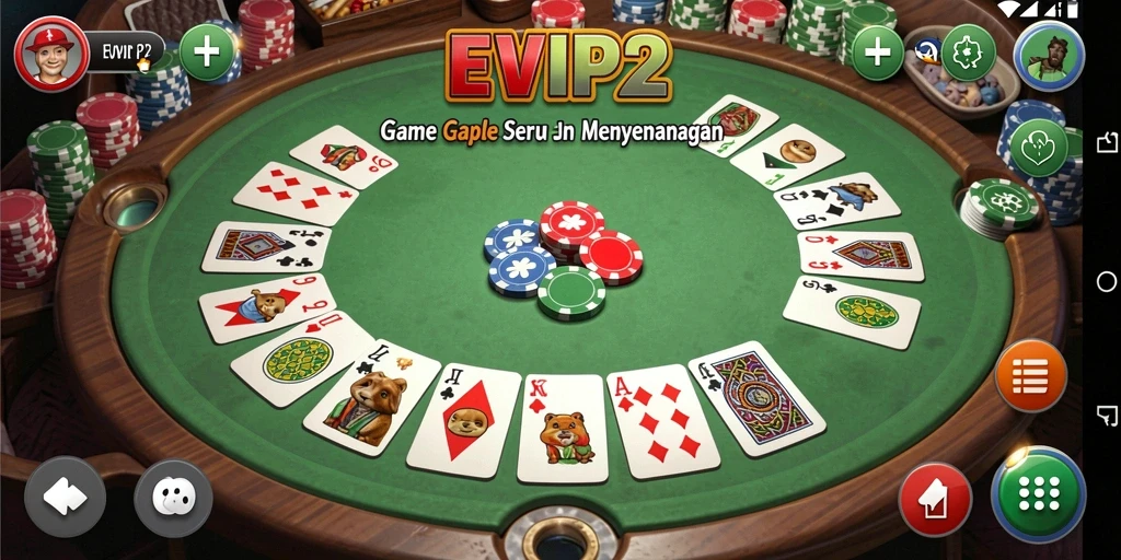 Screenshot EVIP2 menampilkan gameplay seru Gaple.