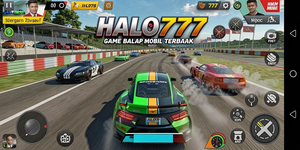 Tangkapan layar menampilkan gameplay balap mobil yang mendebarkan.