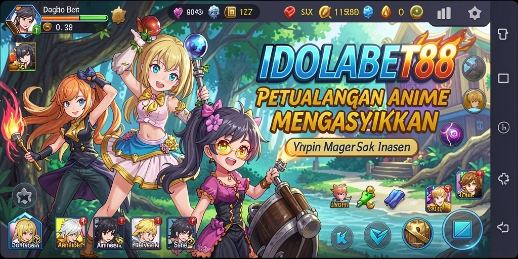 Screenshot gameplay IDOLABET88 dengan karakter anime menyerang.