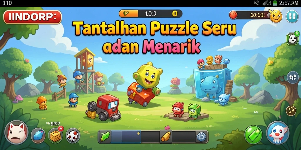 Tampilan gameplay <strong>INDORP</strong> yang penuh warna dan puzzle menantang.