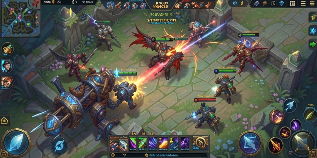 Tangkapan layar KNO89 menampilkan pertarungan seru dalam arena MOBA.
