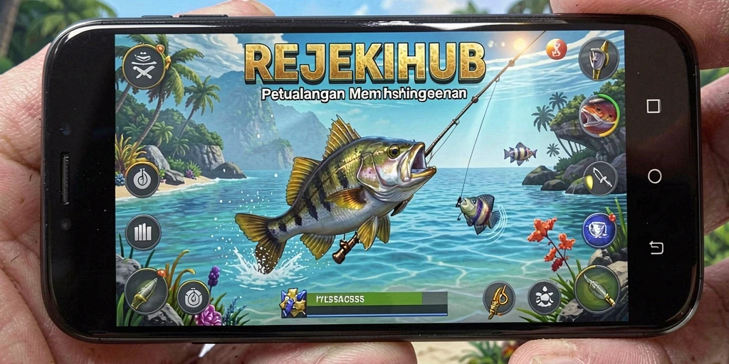Tampilan gameplay REJEKIHUB dengan aktivitas memancing yang seru.