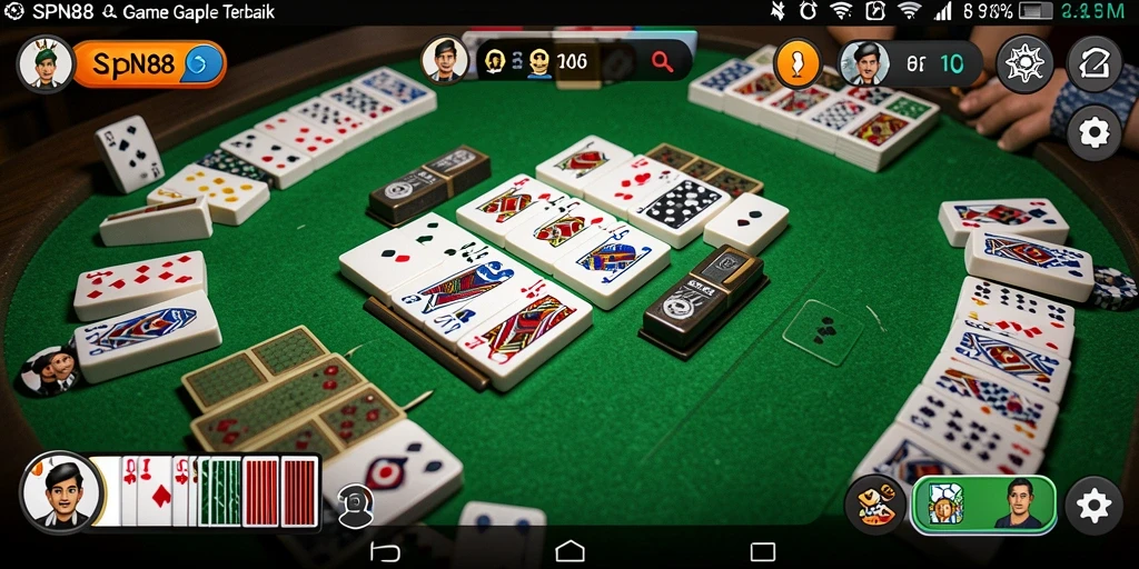 Screenshot gameplay SPN88 menampilkan pemain yang serius bermain Gaple.