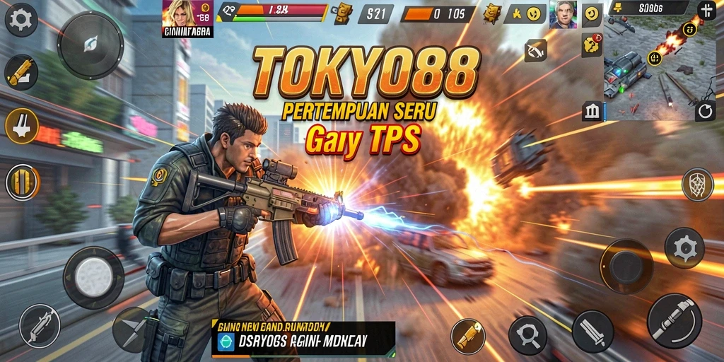 Tampilan utama gameplay TPS dengan aksi menegangkan.