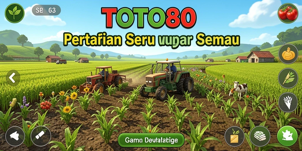 Screenshot utama TOTO80 menampilkan pengalaman gameplay pertanian yang interaktif dan menarik.
