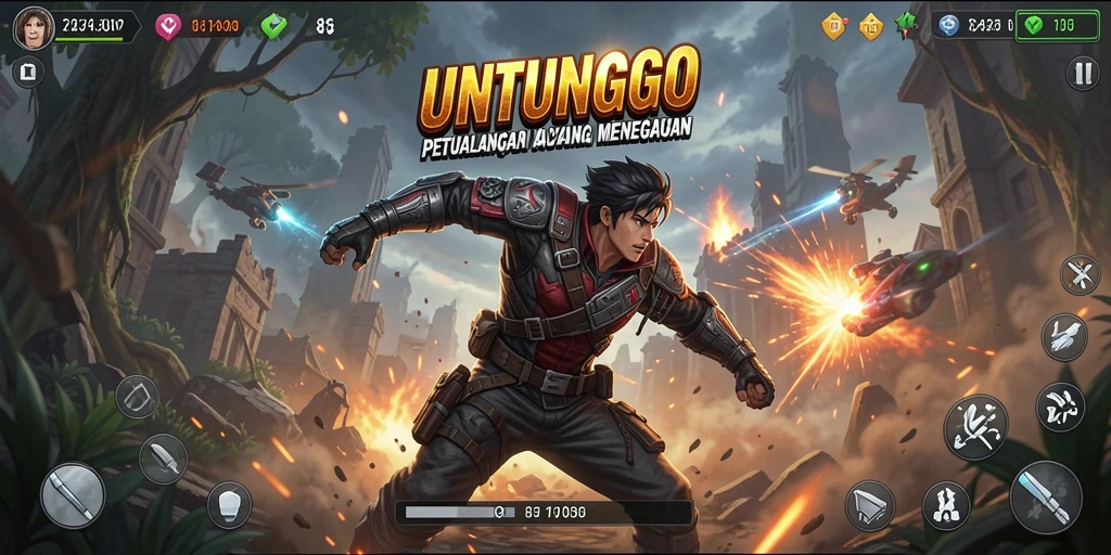 Tangkapan layar gameplay UNTUNGGO yang penuh aksi dan tantangan.